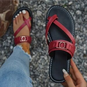 Women's Black and Red Sandals Sz 42 US 9